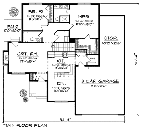 Dream House Plan - Traditional Floor Plan - Main Floor Plan #70-896