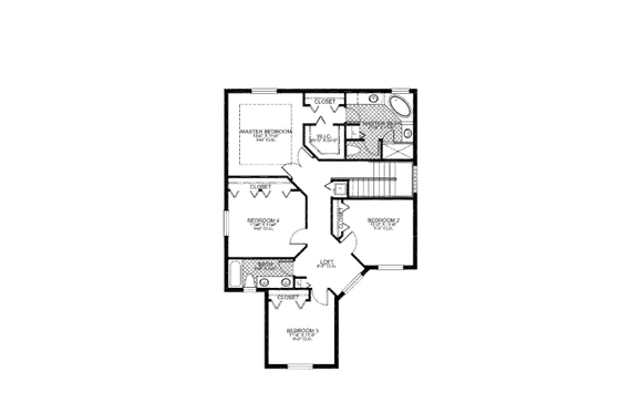 Floor Plan - Upper Floor for Mediterranean House Plan #420-225 - 4 bed, 2.5 bath