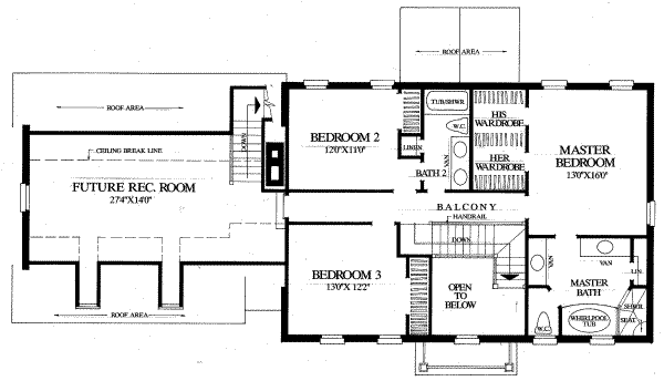 Architectural House Design - Colonial Floor Plan - Upper Floor Plan #137-104