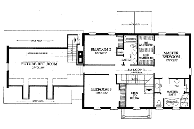 Dream House Plan - Floor Plan - Upper Floor for Colonial House Plan #137-104 - 3 bed, 2 bath