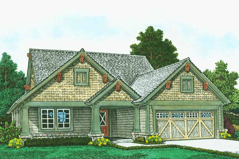 House Blueprint - Craftsman Exterior - Front Elevation Plan #310-1313