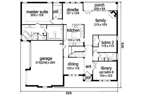 Floor Plan - Main Floor for European House Plan #84-410 - 5 bed, 4 bath