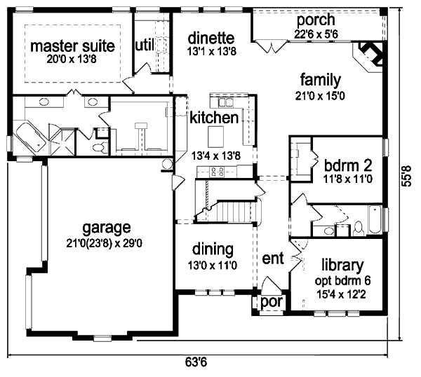 Floor Plan - Main Floor for European House Plan #84-410 - 5 bed, 4 bath