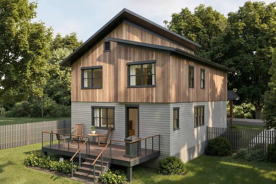 Exterior - Rear Elevation for Modern House Plan #79-316 - 3 bed, 2.5 bath