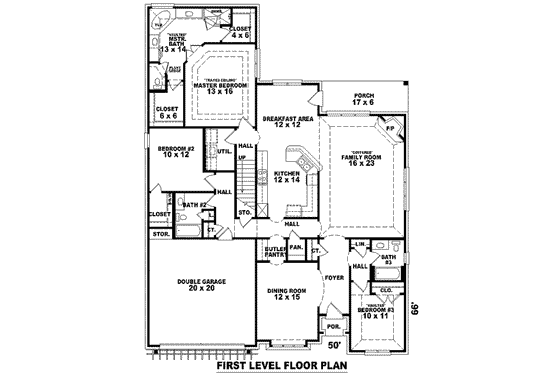 Floor Plan - Main Floor for European House Plan #81-1155 - 3 bed, 3 bath