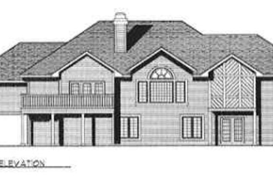 Exterior - Rear Elevation for Ranch House Plan #70-351 - 3 bed, 3.5 bath
