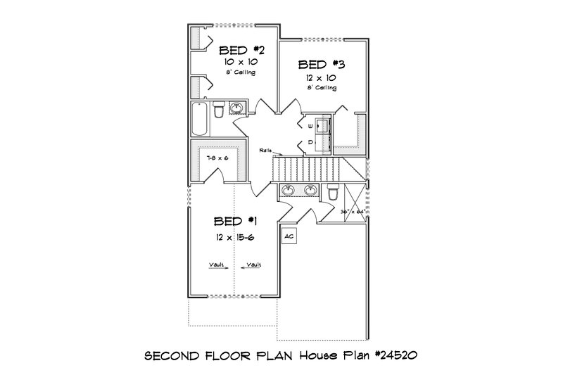 House Design - Floor Plan - Upper Floor for Cottage House Plan #513-2313 - 3 bed, 2.5 bath