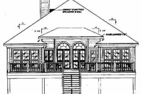 Exterior - Rear Elevation for Beach House Plan #37-135 - 4 bed, 2 bath