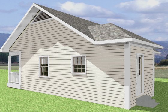Exterior - Rear Elevation 1 for Country House Plan #44-203 - 2 bed, 1 bath