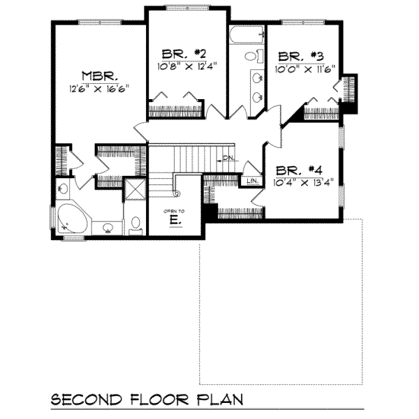 Traditional Floor Plan - Upper Floor Plan #70-352