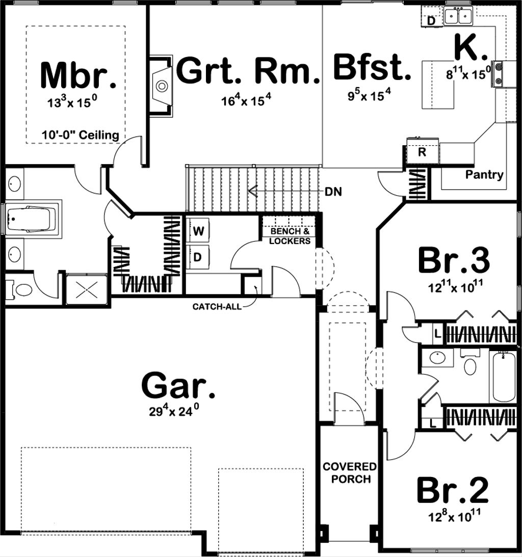 Craftsman Style House Plan 3 Beds 2 Baths 1774 Sq Ft Plan 455