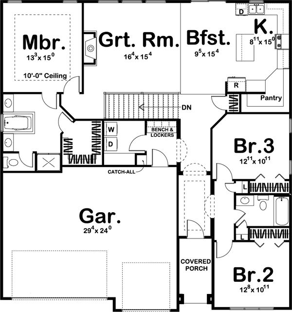 Craftsman Style House Plan - 3 Beds 2 Baths 1774 Sq/Ft Plan #455-221 ...