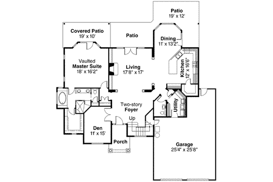 Floor Plan - Main Floor for Traditional House Plan #124-483 - 3 bed, 2.5 bath
