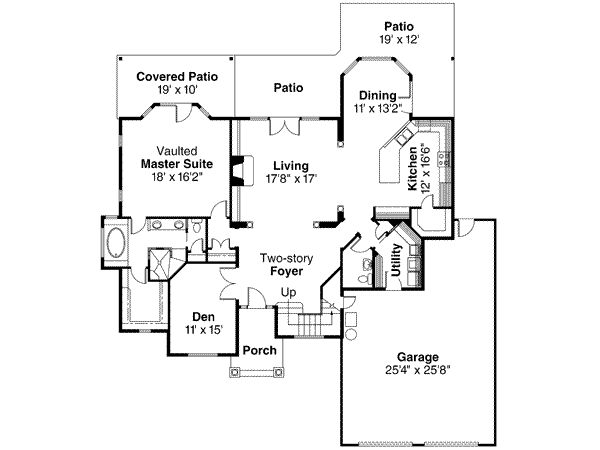 Architectural House Design - Traditional Floor Plan - Main Floor Plan #124-483