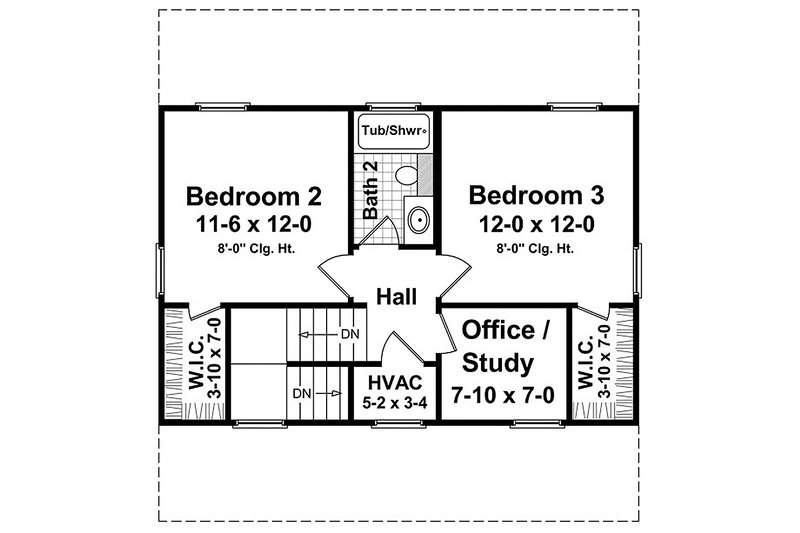 Architectural House Design - Floor Plan - Upper Floor for Traditional House Plan #21-225 - 3 bed, 2 bath