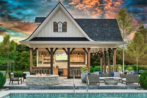 Exterior - Front Elevation 4 for Modern House Plan #54-578, 0 bath