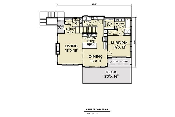 Floor Plan - Main Floor for Contemporary House Plan #1070-45 - 3 bed, 2.5 bath