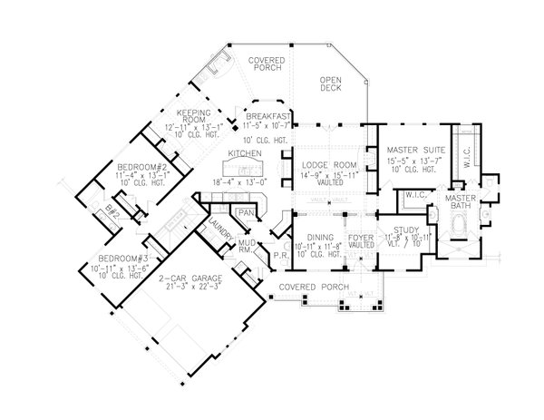 House Plan Design - Ranch Floor Plan - Main Floor Plan #54-463