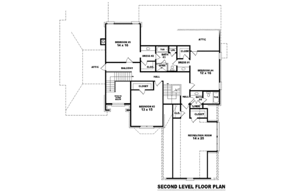 Floor Plan - Upper Floor for European House Plan #81-1328 - 4 bed, 4 bath