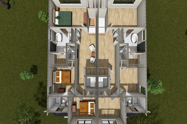 House Blueprint - Floor Plan - Upper Floor 1 for Modern House Plan #513-2473 - 3 bed, 2.5 bath