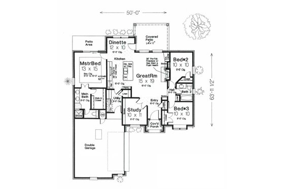 Floor Plan - Main Floor for European House Plan #310-995 - 3 bed, 2 bath