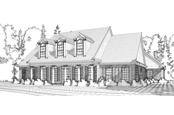 Exterior - Front Elevation for Colonial House Plan #63-265 - 4 bed, 4.5 bath