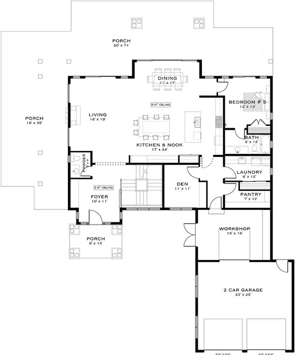 Farmhouse Floor Plan - Main Floor Plan #1101-40
