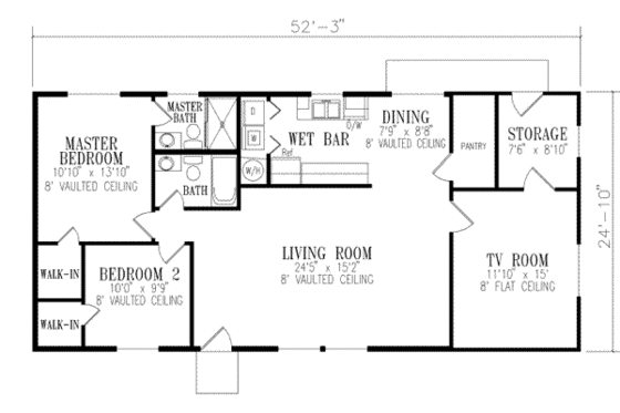 Floor Plan - Main Floor for Adobe / Southwestern House Plan #1-226 - 2 bed, 2 bath
