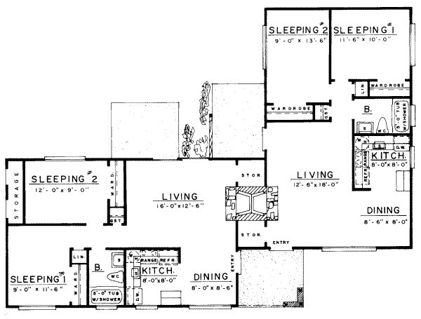Ranch Floor Plan - Main Floor Plan #303-154