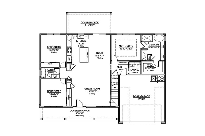 Farmhouse Style House Plan - 3 Beds 2 Baths 1721 Sq/Ft Plan #1073-45 ...