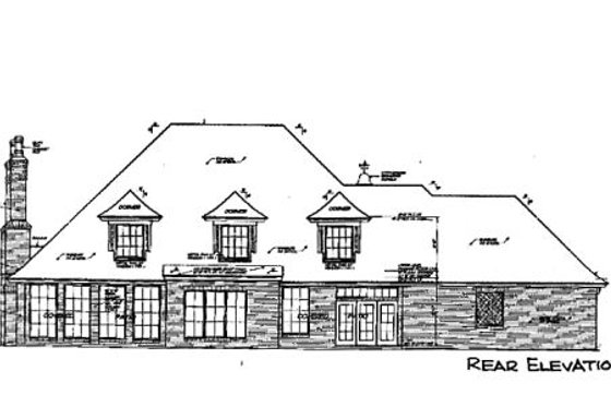 Exterior - Rear Elevation for European House Plan #310-332 - 4 bed, 3.5 bath