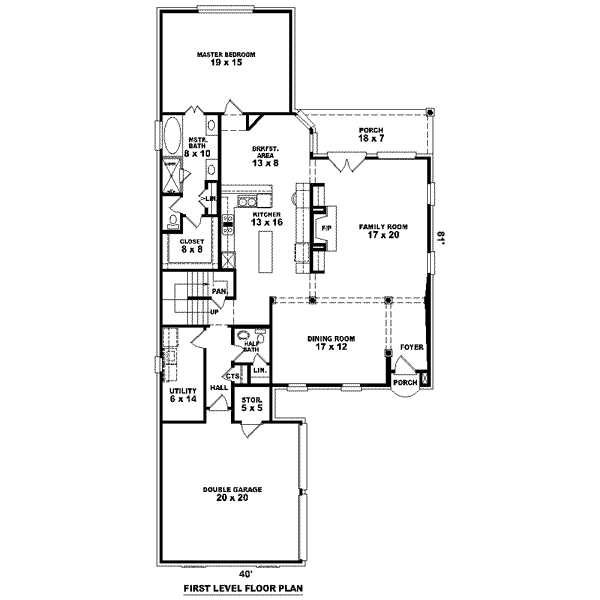 Floor Plan - Main Floor for Colonial House Plan #81-1483 - 4 bed, 2.5 bath