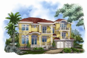 Mediterranean Exterior - Front Elevation Plan #27-451