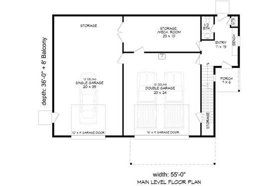 Floor Plan - Main Floor for Contemporary House Plan #932-1368 - 3 bed, 2.5 bath