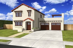 Exterior - Front Elevation 3 for Traditional House Plan #497-38 - 3 bed, 2.5 bath