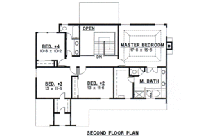 Floor Plan - Upper Floor for Traditional House Plan #67-119 - 4 bed, 2.5 bath