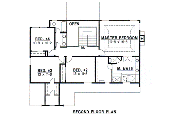 Floor Plan - Upper Floor for Traditional House Plan #67-119 - 4 bed, 2.5 bath