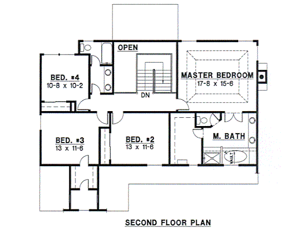 Traditional Floor Plan - Upper Floor Plan #67-119
