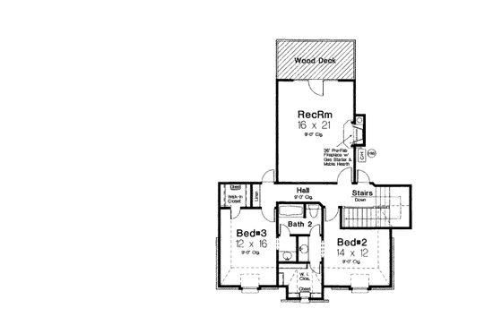 Floor Plan - Upper Floor for European House Plan #310-345 - 4 bed, 3.5 bath