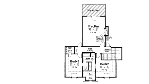 House Design - European Floor Plan - Upper Floor Plan #310-345