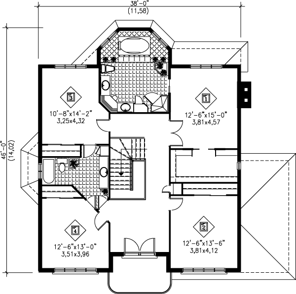 Traditional Floor Plan - Upper Floor Plan #25-2163