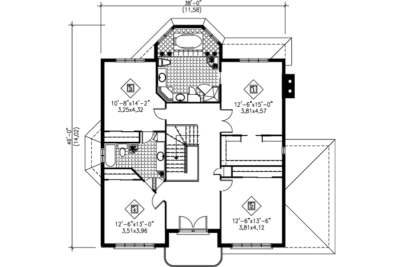House Plan Design - Floor Plan - Upper Floor for Traditional House Plan #25-2163 - 4 bed, 2.5 bath