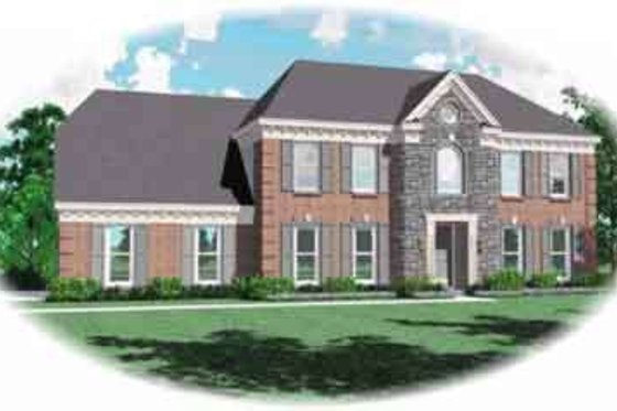 Exterior - Front Elevation for Colonial House Plan #81-484 - 4 bed, 3.5 bath