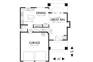 Floor Plan - Main Floor for Barndominium House Plan #48-113 - 3 bed, 2.5 bath