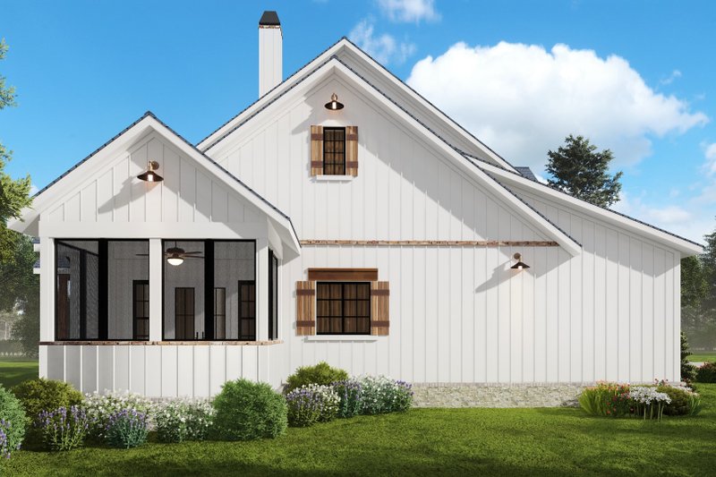 House Design - Exterior - Rear Elevation for Farmhouse House Plan #54-570 - 4 bed, 4.5 bath