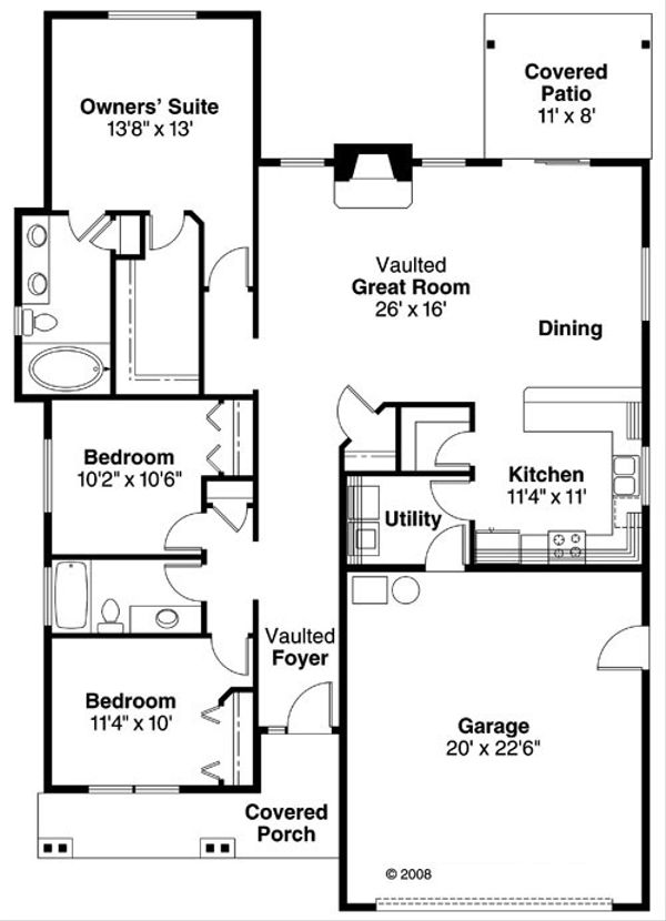 House Design - Craftsman Floor Plan - Main Floor Plan #124-763