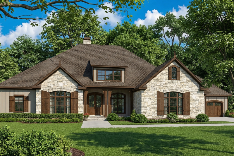 Architectural House Design - Exterior - Front Elevation 3 for European House Plan #17-2539 - 3 bed, 3.5 bath