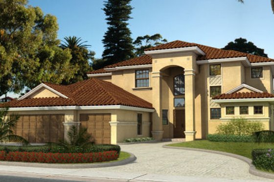 Exterior - Front Elevation for Mediterranean House Plan #420-233 - 5 bed, 4 bath