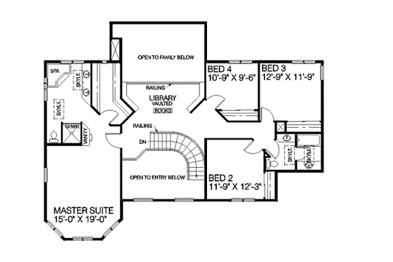 Floor Plan - Upper Floor for Traditional House Plan #60-203 - 5 bed, 4 bath