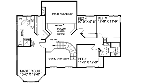 Dream House Plan - Traditional Floor Plan - Upper Floor Plan #60-203